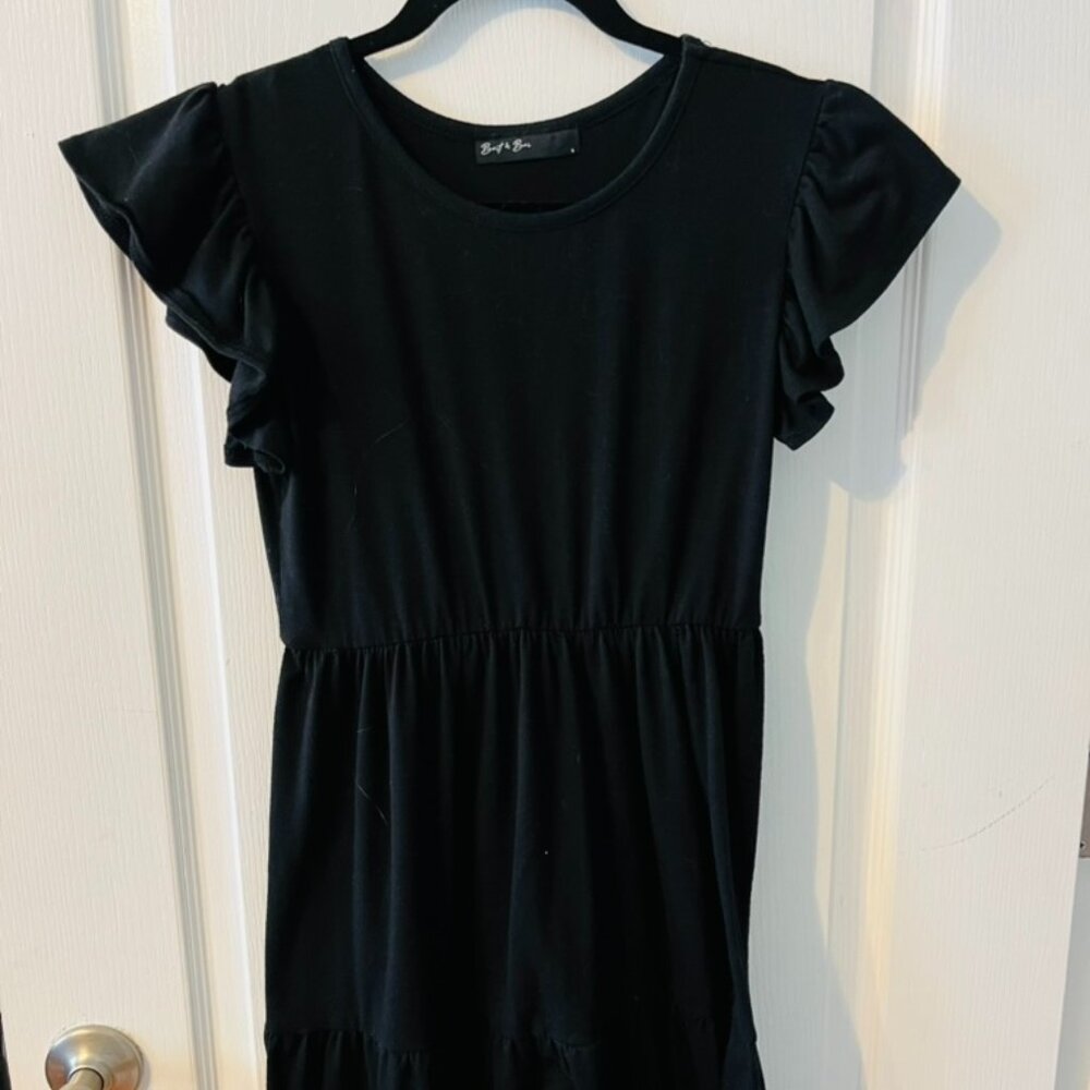 Black Cinched T-shirt Dress